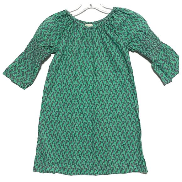 Peek Other - Peek Dress Girls S 4-5 Birds Print AOP Green Purple Hippie Retro Boho Tropical